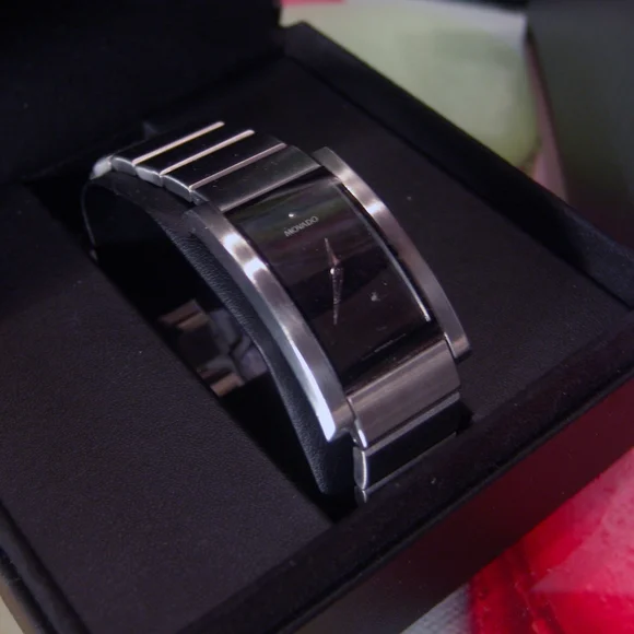 Movado Black and Silver Watch